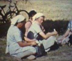 Pause auf dem Feld um 1960